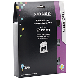 Sachet 100 croisillons auto-nivelants 2mm Sidamo pour carreaux de 3 à 12mm