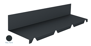 Bande de faitage contre mur Anthracite 2.10m RAL 7016 developpé 400mm