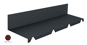 Bande de faitage contre mur Rouge 2.10m RAL 8012 developpé 400mm 2m utile