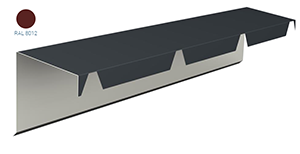 Bande de faitage sur mur Rouge en 2.10m RAL 8012 developpé 400mm 2m utile