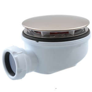 Bonde de douche faible hauteur Ø90 capot métal chromé. FIN DE SERIE