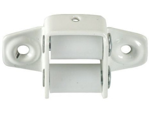 Guide sangle à galet pour volet roulant acier blanc 14-15mm