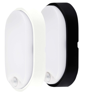 Hublot ovale 10W IP54 blanc-noir 700lm 4000K avec détecteur de mouvements + 2 collerettes interchangeables