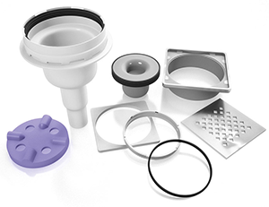 Siphon vertical pour receveur douche à carreler JACKOBOARD Aqua - grille en acier inox brossé 4512008