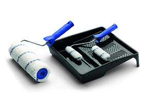 Lot bac à peinture + rouleau 25cm + mini-rouleau 10cm + manchon 10cm