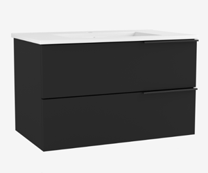 Meuble CELTIC Noir mat 80cm/ 2 tiroirs vasque céramique/ livré monté