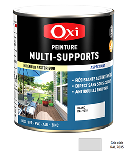 Peinture MULTI SUPPORTS TOP3+ Gris Clair Mat 0,5L