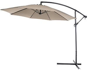 Parasol acier déporté rond Taupe Ø 3m Toile Polyester 180gr/m2