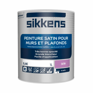 Peinture murs et plafonds Satin blanc 1L