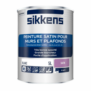 Peinture murs et plafonds Satin blanc 5L