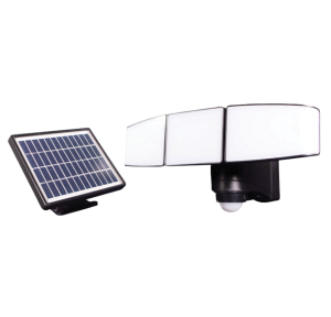 Projecteur Solaire LED Noir 3 Têtes 15W 930lm + détecteur de mouvements