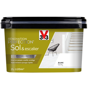 Peinture SOL et ESCALIER 2L Blanc satin - Rénovation V33
