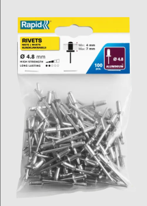 Rivets standards Ø4,8x10mm alu - 100 pces