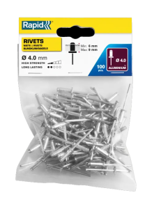 Rivets standards Ø4x12mm alu - 100 pces
