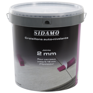 Seau 1000 croisillons auto-nivelants 2mm Sidamo pour carreaux de 3 à 12mm