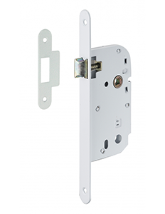 Serrure à encastrer bec de cane axe 50mm coffre 10mm blanc