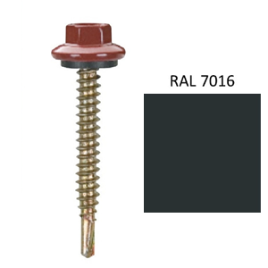 Vis tôle tuile 4.8x38 P1 Anthracite RAL7016 - bte100 pces - 6 pces au m2