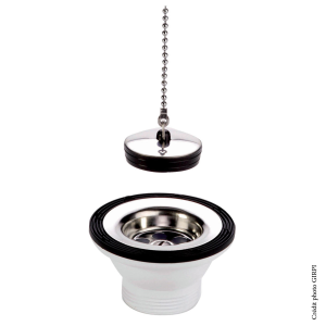 Bonde évier Ø50 sans trop-plein bouchon chaînette. FIN DE SERIE