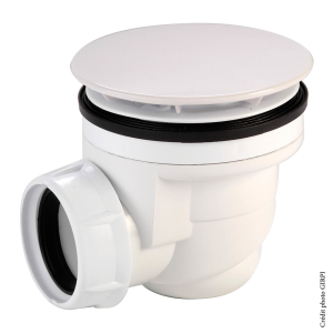 Bonde de douche standard Ø60 capot ABS blanc. FIN DE SERIE