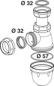 Kit 3 joints siphon lavabo FIN DE SERIE