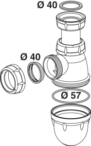 Kit 3 joints siphon évier FIN DE SERIE