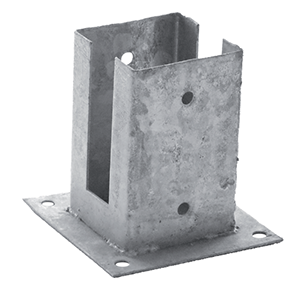 Support poteau rainurés platine 9x9cm à fixer acier galvanisé