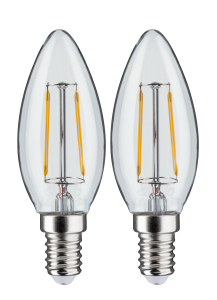 2 Ampoules LED à filaments 230V E14 flamme clair 2x250lm 2x2,7W 2700K