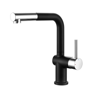 Mitigeur Evier CARRE Noir & Chrome - Douchette extractible - 4061012