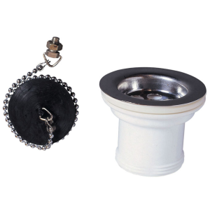 Bonde évier à bouchon Ø50mm - sans trop-plein