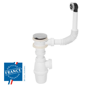 Ensemble vidage lavabo QUICK CLAC clapet en inox - avec trop-plein