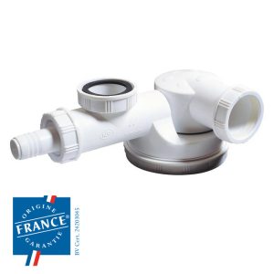 Siphon ESPACE gain de place Ø40mm pour évier 1 bac - prise machine à laver