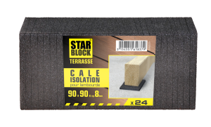 Paquet de 24 cales d'isolation de lambourde en caoutchouc 90x90x8mm NORAIL