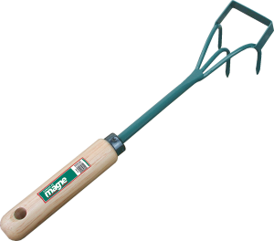 Griffe/sarcloir à fleurs 3 dents+lame manche bois