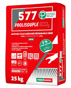 Mortier colle 577 PROLISOUPLE C2S1 E/EG Gris- 25kg / Conso: 1,5 à 8kg/m² INT-EXT