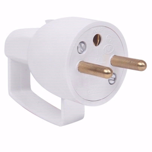 Fiche mâle droite 2P+T avec anneau 16A blanc