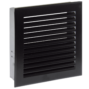 Grille cheminée à lamelles 170x170mm avec précadre - noir