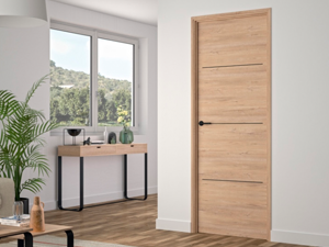 Bloc porte OSLO chêne clair Droite 2m04x0m83 + INSERT NOIR Pose fin de chantier