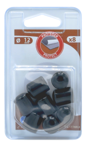 Embout rond plastique noir tube Ø12 - 8 pces