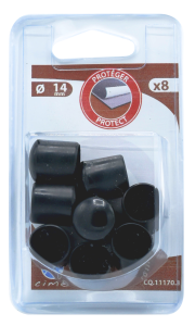 Embout rond plastique noir tube Ø14 - 8 pces