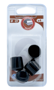 Embout rond plastique noir tube Ø20 - 4 pces