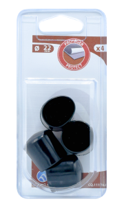 Embout rond plastique noir tube Ø22 - 4 pces