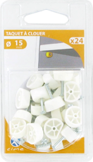 Taquet à clouer blanc Ø15 - 24 pces