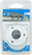 Support d'extrémité blanc pour tube Ø19 - 2 pces