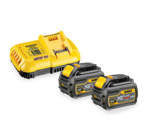 Pack 2 Batteries XR FLEXVOLT 18V/54V 6AH / 2Ah Li-Ion + chargeur rapide DEWALT DCB118T2-QW