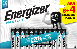 Pile LR03 AAA 1.5V alcaline Max Plus Energizer - 12 pces