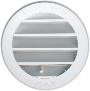 Grille ronde PVC blanc Ø120 à encastrer avec moustiquaire