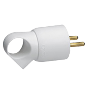 Fiche mâle 2P+T sortie anneau blanc