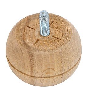 Pied de lit boule hêtre brut Ø65x40mm