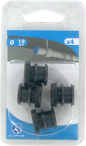 Lot de 4 embouts entrants noir pour tube rond Ø19mm