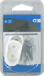 Lot de 2 supports muraux ouverts - Ø19mm rond acier blanc